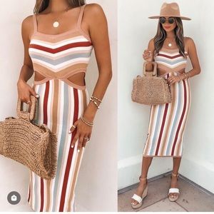 Multi color striped bodycon dress